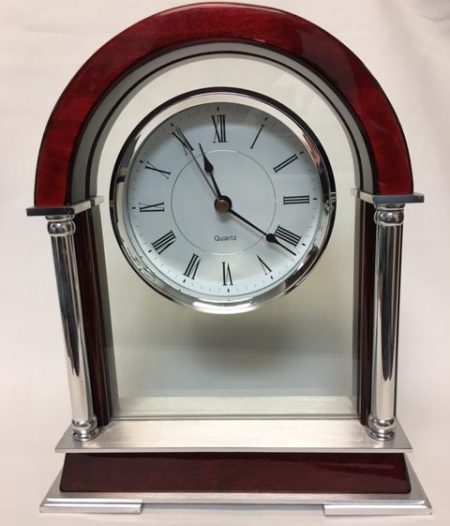 Rosewood and Glass Mantle Clock